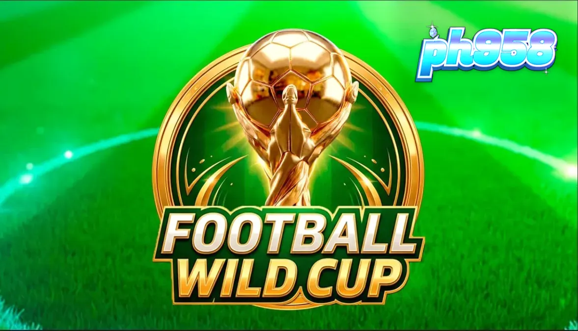 Isang makulay na display ng Football Wild Cup slot game na nagpapakita ng stadium at mga football symbols.